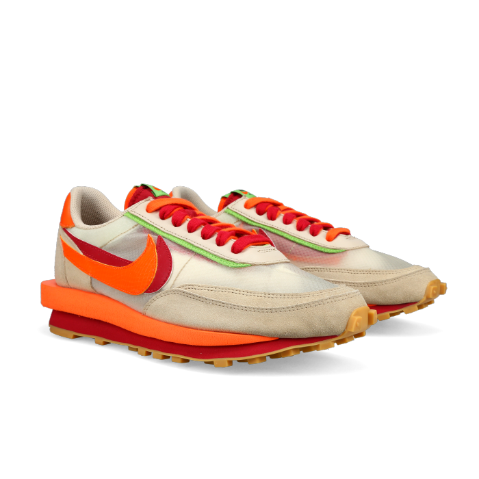 CLOT X Sacai X Nike LDWAFFLE 'Net Orange Blaze' - Front View