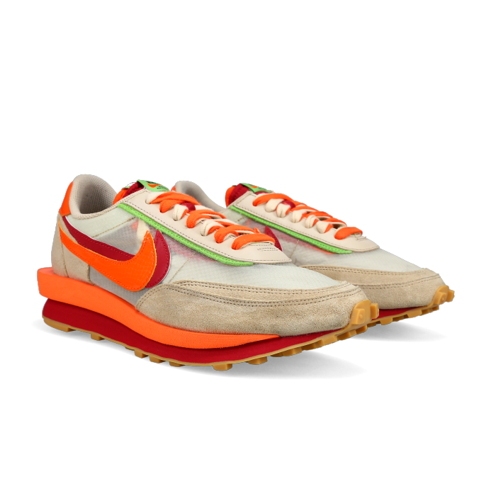 CLOT X Sacai X Nike LDWAFFLE 'Net Orange Blaze' - Front View