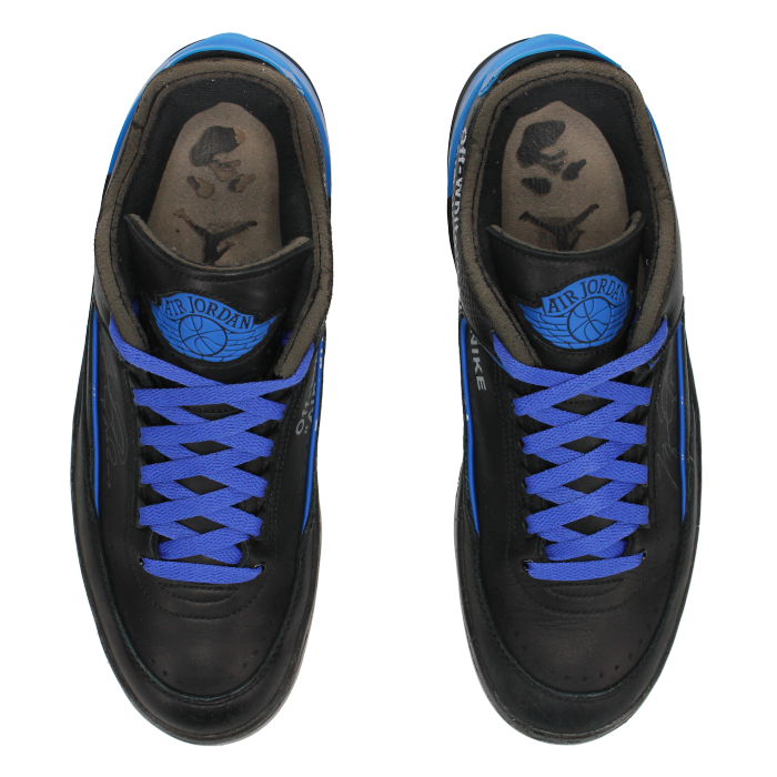 Off-White X Jordan 2 Retro Low SP 'Black Varsity Royal' - Side View