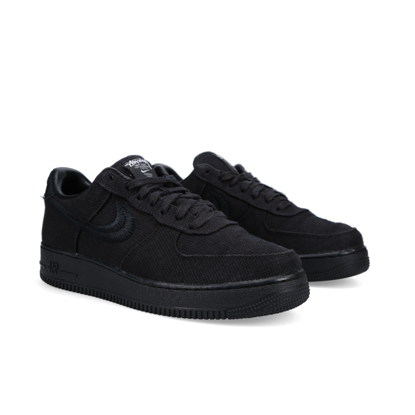 Nike Air Force1 Low Stussy 'Triple Black' - Front View